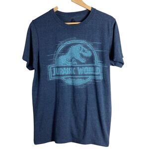 Jurassic World Glitch Logo T Shirt Navy Blue Medium